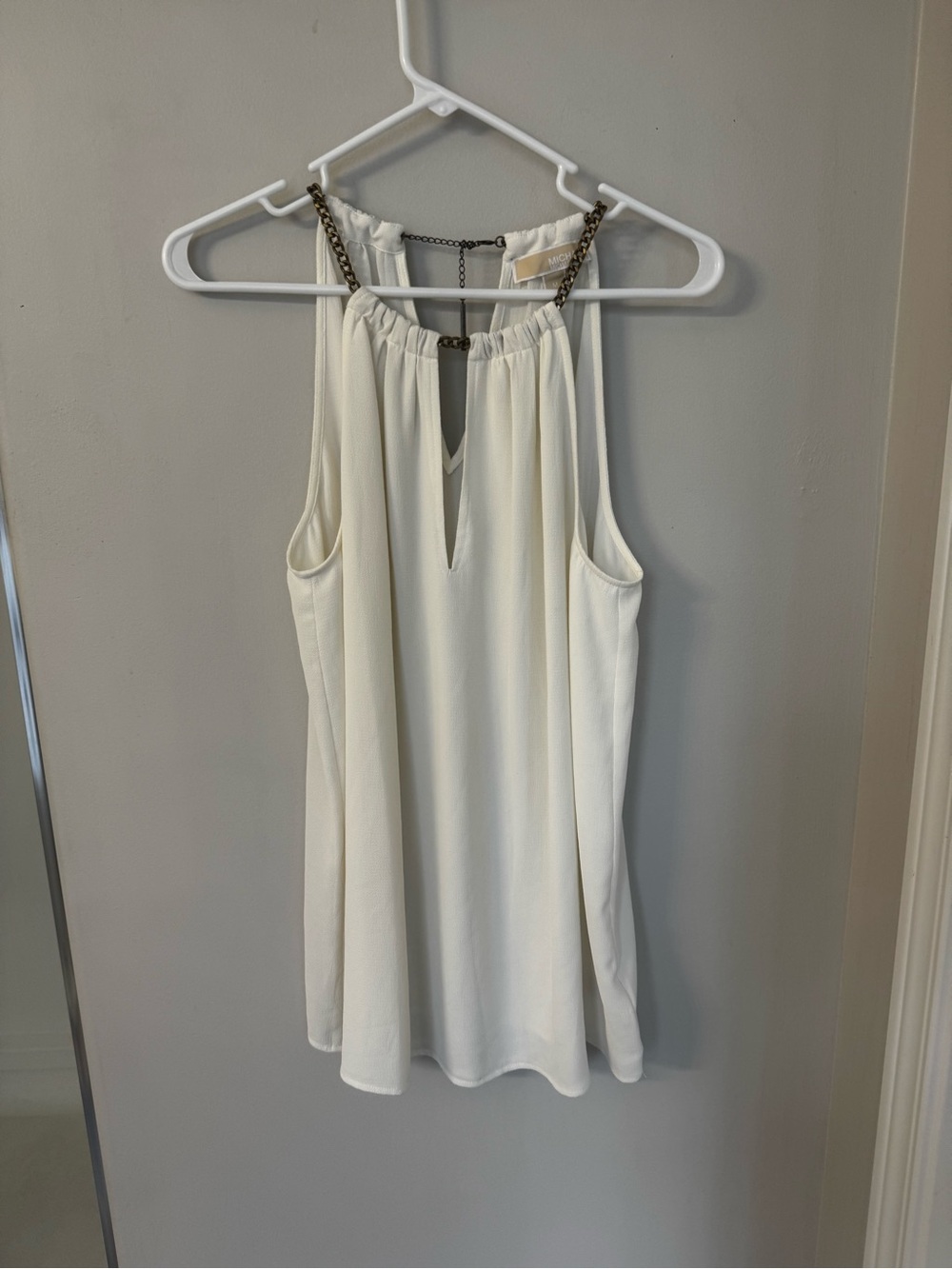 MICHAEL Michael Kors Ivory Chain Neck Keyhole Blouse- medium